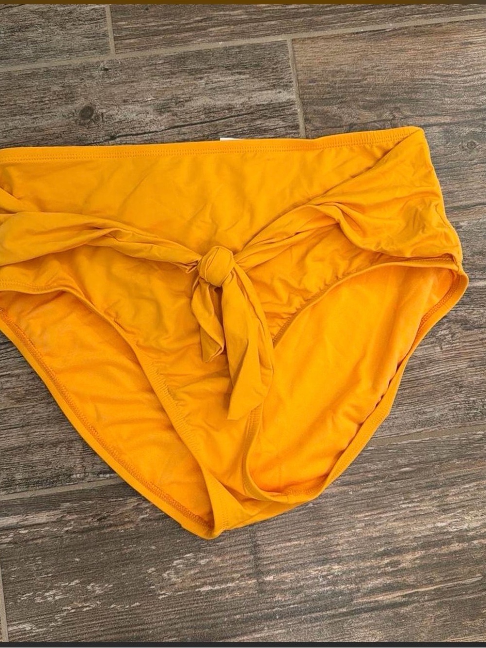 Gibson Latimer High-Waist Tie-Front Bikini Bottom in Mustard Yellow